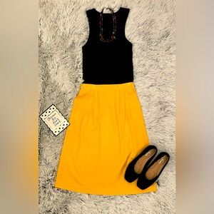 Vintage Sunshine Yellow 80s does 50s Midi Skirt